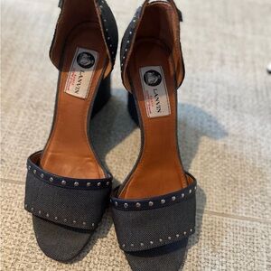 Lanvin Women's denim Sandals with Stud Accents